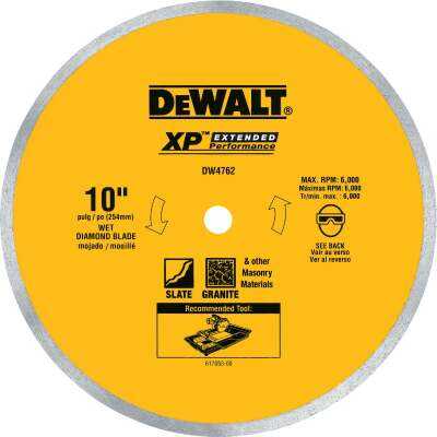 DEWALT Extended Performance 10 In. Continuous Rim Dry/Wet Cut Tile Diamond Blade