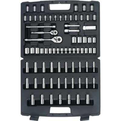Stanley 1/4 In. and 3/8 In. Drive 6-Point Standard/Metric Mechanic & Automative Tool Set (75-Piece)