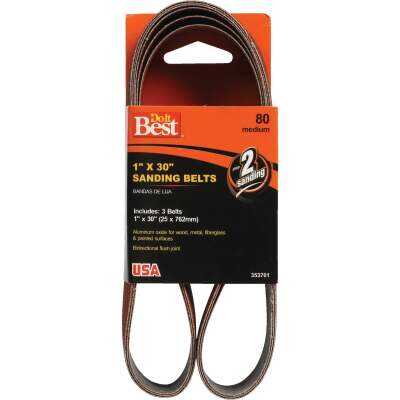 Do it Best 1 In. x 30 In. 80 Grit Power Sanding Sanding Belt (3-Pack)