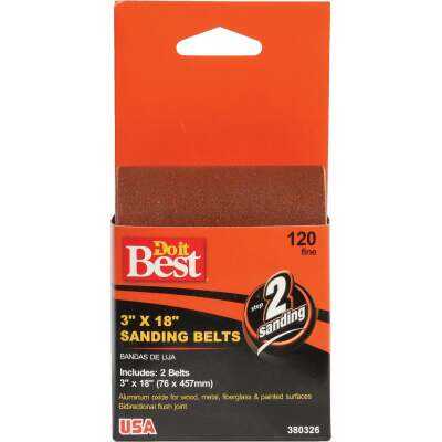 Do it Best 3 In. x 18 In. 120 Grit Heavy-Duty Sanding Belt (2-Pack)
