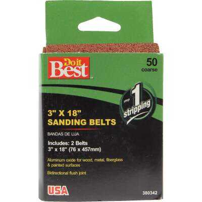 Do it Best 3 In. x 18 In. 50 Grit Heavy-Duty Sanding Belt (2-Pack)