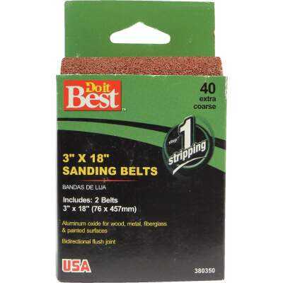 Do it Best 3 In. x 18 In. 40 Grit Heavy-Duty Sanding Belt (2-Pack)