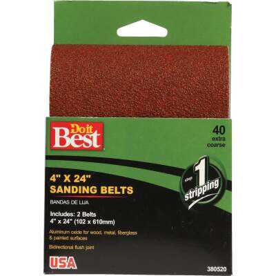 Do it Best 4 In. x 24 In. 40 Grit Heavy-Duty Sanding Belt (2-Pack)