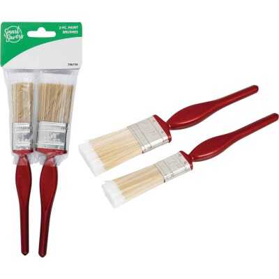 Smart Savers 1 In. Flat, 1-1/2 In. Flat Polyester Assorted Paint Brush Set (2-Pack)